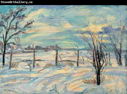 Waldemar Rosler Landscape in lights fields in the winter